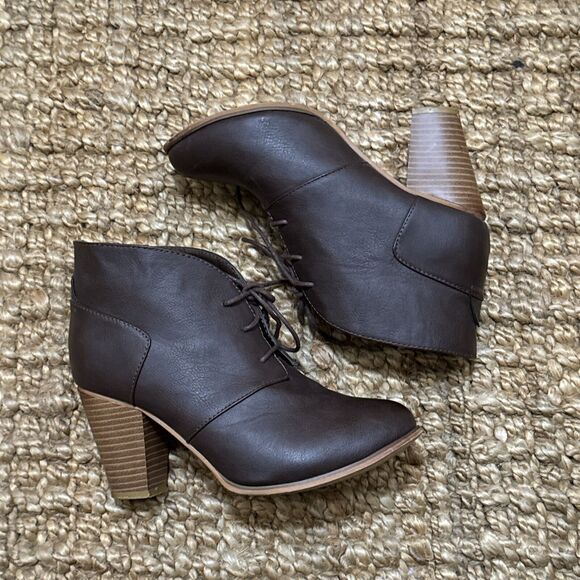 Altar’d‎ State Brown Ankle Boots Women 7.5 Selina Lace Up Bootie Block Heel - Picture 2 of 10